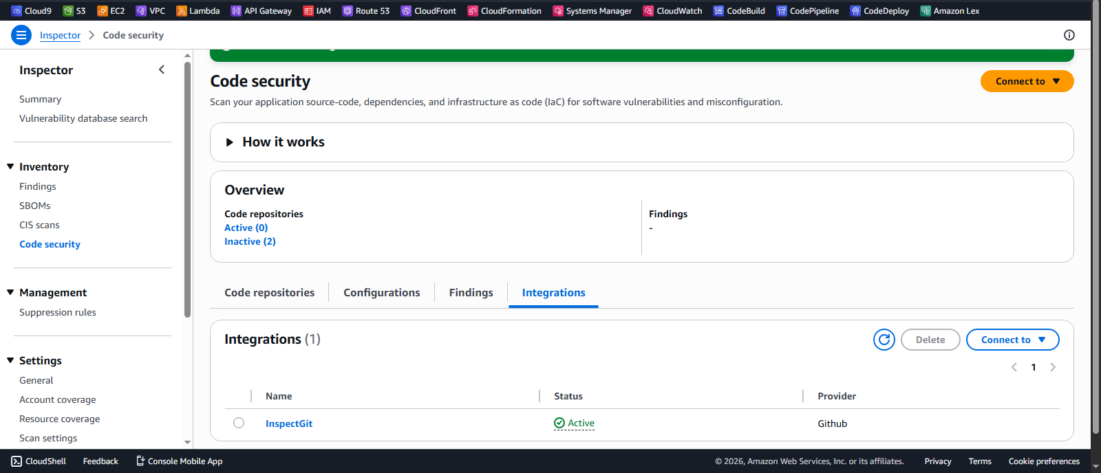 Successfully Integrated Inspector to GitHub