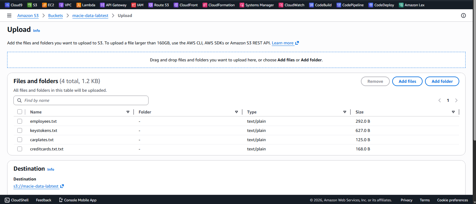 Upload Files with Sensitive Data